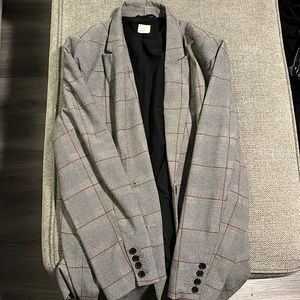 Blazer- gray, black and red plaid